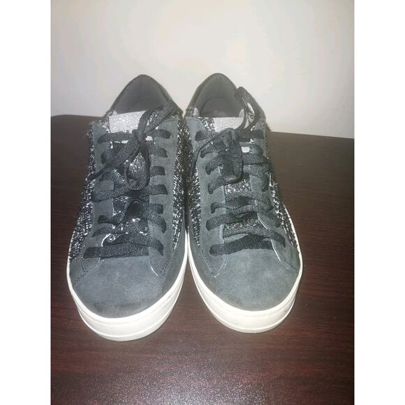 P448 Women's Sneakers EU 39 / US 8 Low Top Tweed Glitter John Shaka Black - Picture 5 of 16